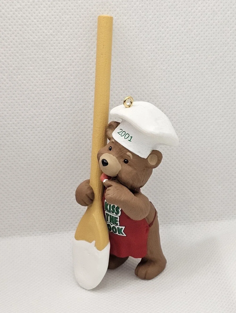 Hallmark Keepsake Kiss The Cook 2001 Brown Bear Christmas Ornament Cooking spoon